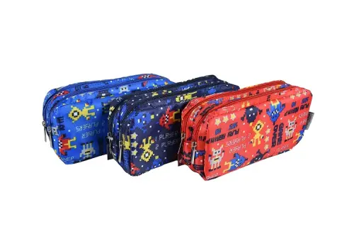 Supreme Double Pocket Pencil Case - Robo Blue