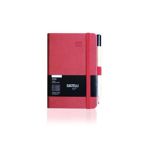 Castelli Tucson Medium Weekly Notes Diary 2026 -  Coral Red Cover