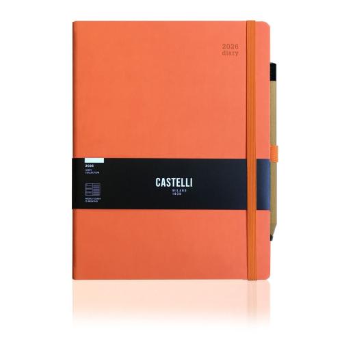 Castelli  Large Weekly Notes Diary 2026 - Orange Cover
