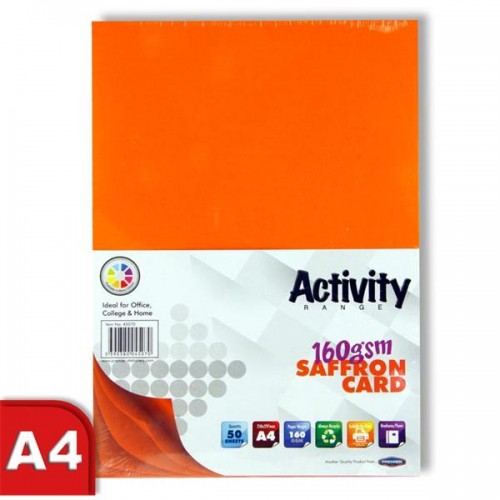 Premier Activity A4 160gsm Card 50 Sheets - Saffron