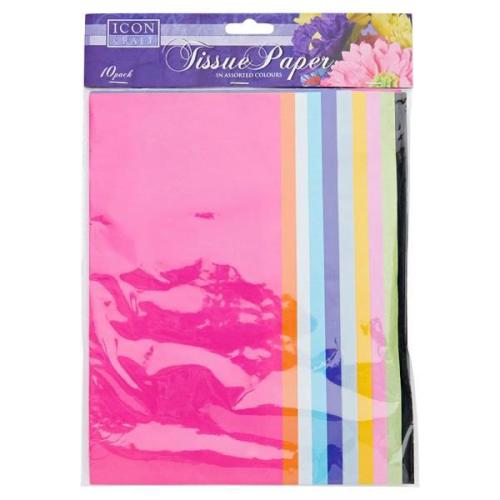 Icon Craft Pkt.10 Sheets Tissue Paper - Bright Colours