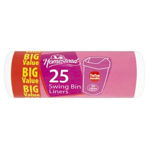 Homestead White Swing Bin Liners 50litres