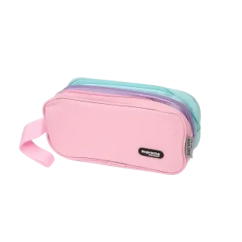 Supreme Triple Pencil Case, Pink, Purple & Blue
