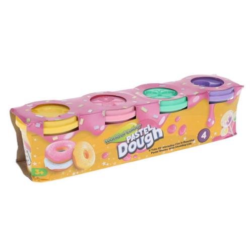 4x140g Pots Play Dough With Mould Lid - Pastel