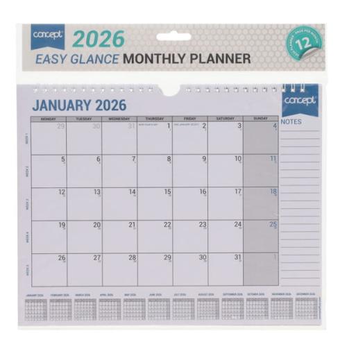 Concept 2026 Easy Glance Monthly Planner A4