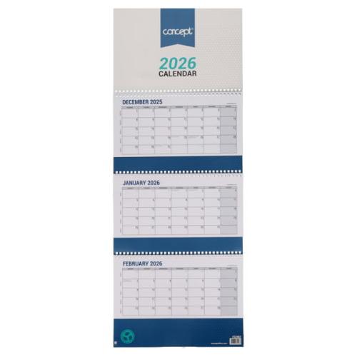 Concept 2026 Trifold Wall Calendar - 3 Month