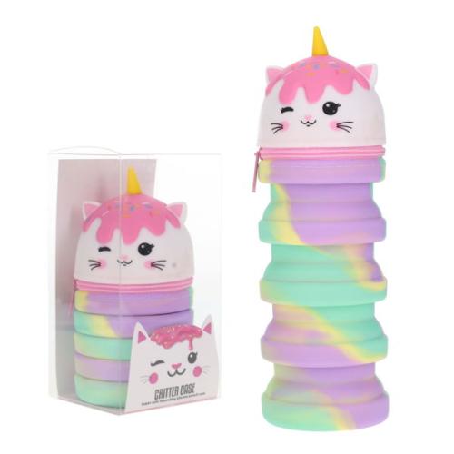 Expanding Critter Pencil Case - Cupcake Cat