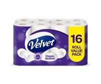 Velvet Classic Quilted 3 Ply Toilet Rolls FSC (Pack 16) - 1102202