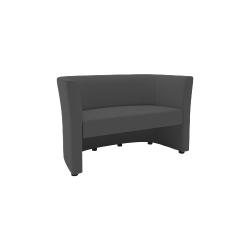 Two Seat Sofa – Grey Fabric Upholstery, Open Front Design, Black Glide Feet