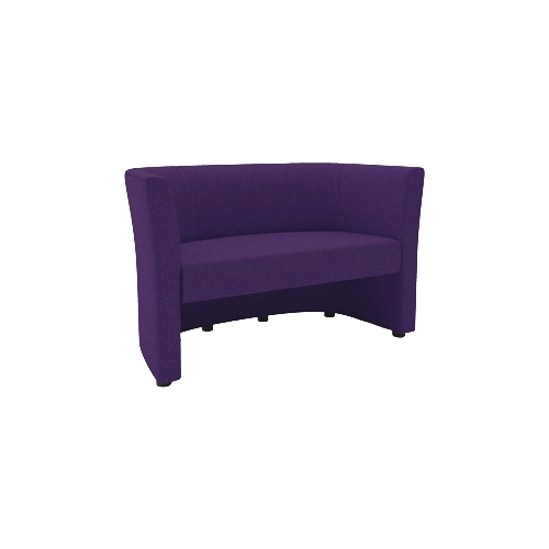 Two Seat Sofa – Purple Fabric Upholstery, Open Front Design, Black Glide Feet