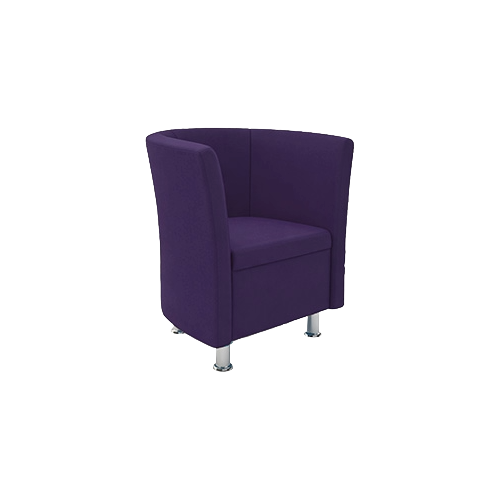 Single Tub Chair – Purple Fabric Upholstery, Closed Front Design, Chrome Feet