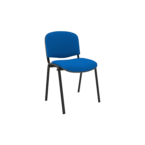 Stacking Chair without Arms – Blue Vinyl Upholstery, Black Frame