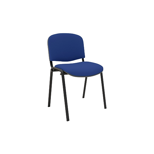 Stacking Chair without Arms – Blue Fabric Upholstery, Black Frame