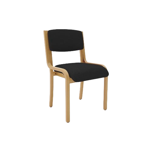 Visitors Chair without Arms – Black Fabric Upholstery, Beech Wooden Frame