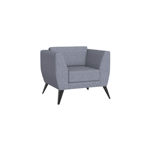Aylton Armchair – Grey Fabric Upholstery, Solid Black Feet