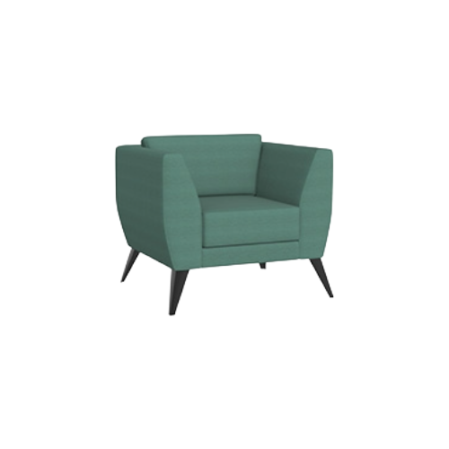 Aylton Armchair – Green Fabric Upholstery, Solid Black Feet