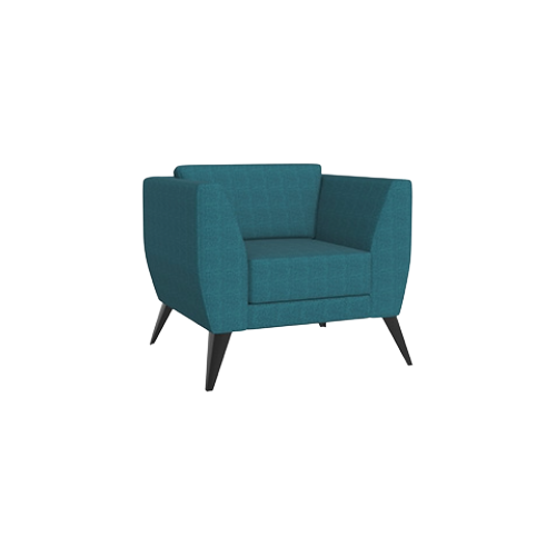 Aylton Armchair – Teal Fabric Upholstery, Solid Black Feet