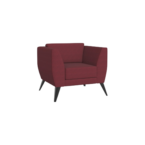 Aylton Armchair – Dark Red Fabric Upholstery, Solid Black Feet