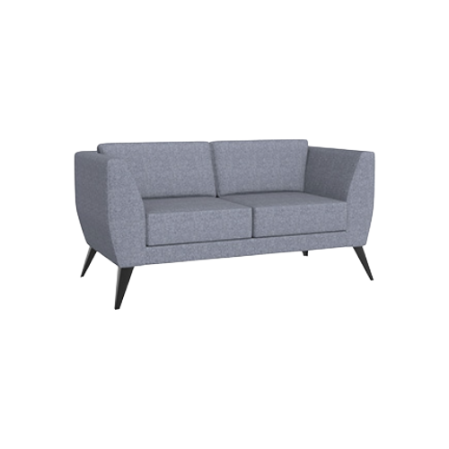 Aylton Two Seat Sofa – Grey Fabric Upholstery, Solid Black Feet