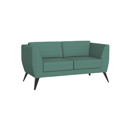 Aylton Two Seat Sofa – Green Fabric Upholstery, Solid Black Feet