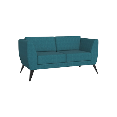 Aylton Two Seat Sofa – Teal Upholstery, Solid Black Feet