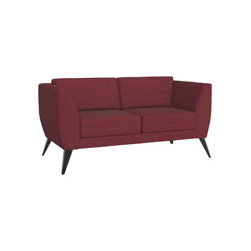 Aylton Two Seat Sofa – Dark Red Fabric Upholstery, Solid Black Feet