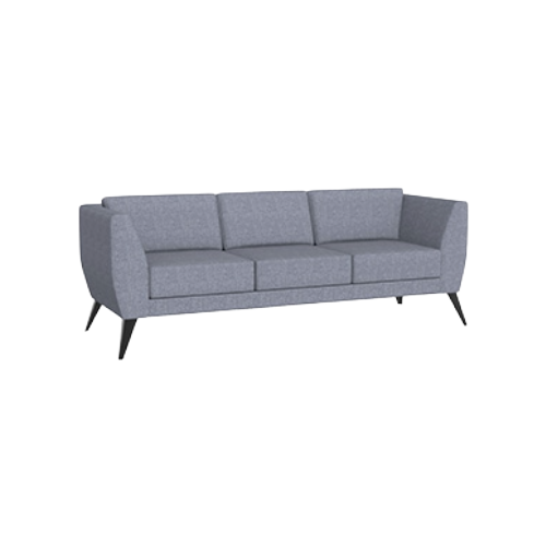 Aylton Three Seat Sofa – Grey Fabric Upholstery, Solid Black Feet
