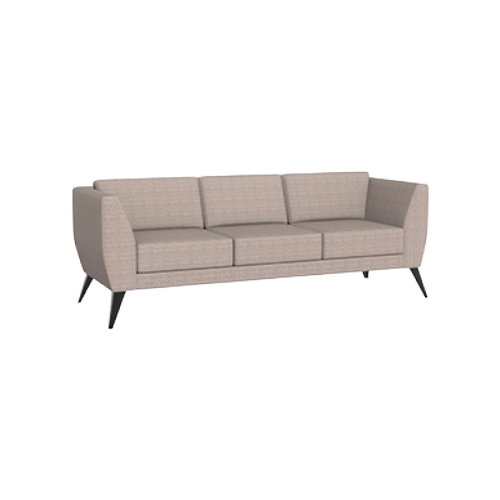 Aylton Three Seat Sofa – Cream Fabric Upholstery, Solid Black Feet