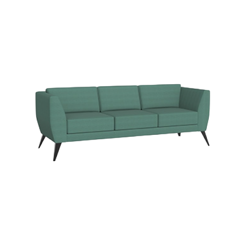Aylton Three Seat Sofa –Green Fabric Upholstery, Solid Black Feet