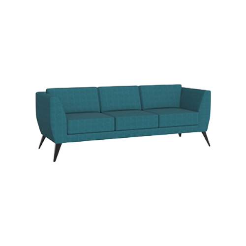 Aylton Three Seat Sofa – Teal Fabric Upholstery, Solid Black Feet