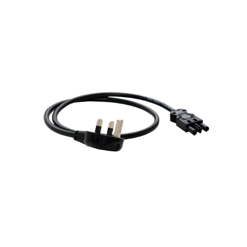 Black – 2.0m starter mains cable, GST 3-pole connector to 13A UK plug