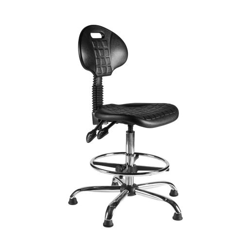 Laboratory Draughtsmans Chair, Chrome Base in Black