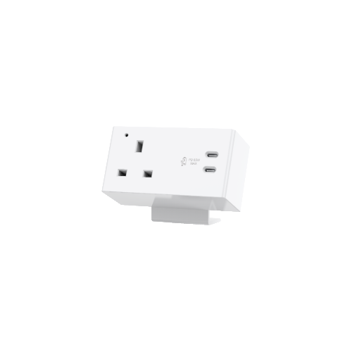 White – Kolari 1 x Power, Resettable Circuit Breaker, 65W Twin USB C Charger, 1.5m mains lead