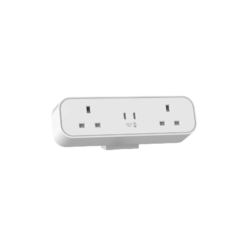 White – Malmo 2 X Resettable Circuit Breakers, 65W Twin USB C Charger, 0.5m mains lead to 3-pole connector