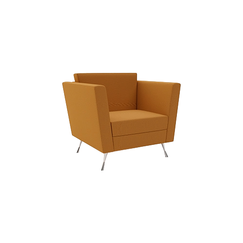 Manhattan Armchair – Mustard Yellow Fabric Upholstery, Stylish Chrome Feet