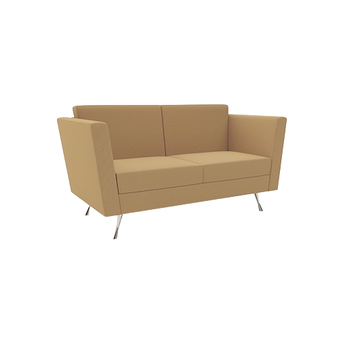 Manhattan Two Seat Sofa – Cream Fabric Upholstery, Stylish Chrome Feet