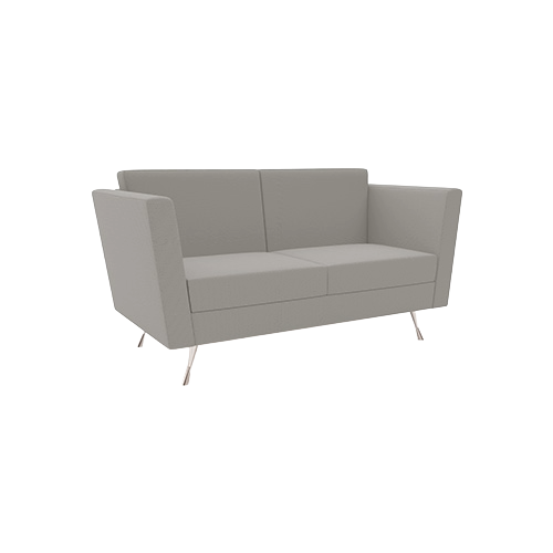 Manhattan Two Seat Sofa – Grey Fabric Upholstery, Stylish Chrome Feet