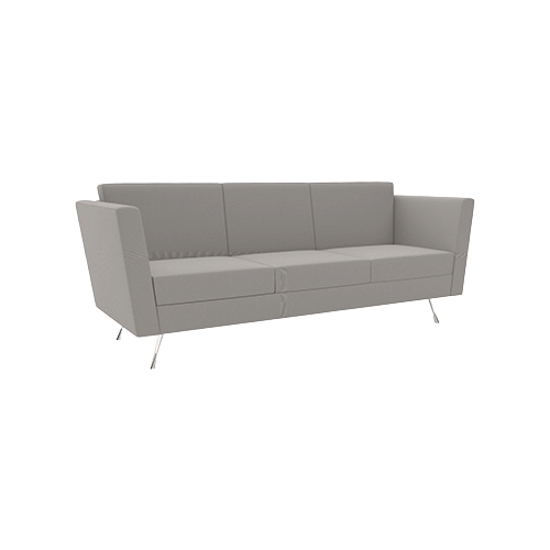Manhattan Three Seat Sofa – Grey Fabric Upholstery, Stylish Chrome Feet