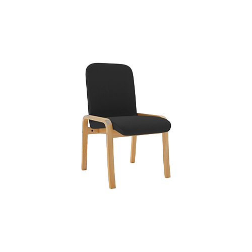 Visitors Chair without Arms – Black Fabric Upholstery, Beech Wooden Frame