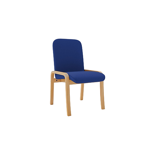 Visitors Chair without Arms – Blue Fabric Upholstery, Beech Wooden Frame