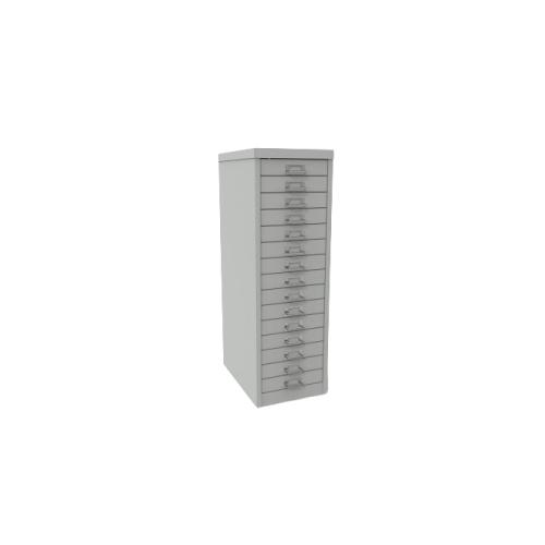 Non Locking 15 Drawer Cabinet 278x408x866mm in Light Grey