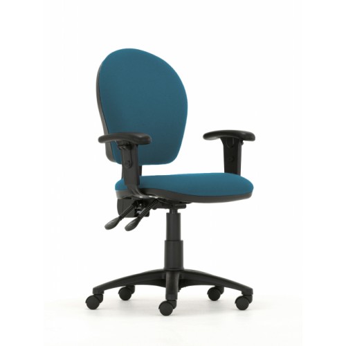 Curve High Back Operators Chair in Peacock Blue Vita Vinyl with Height Adjustable Arms