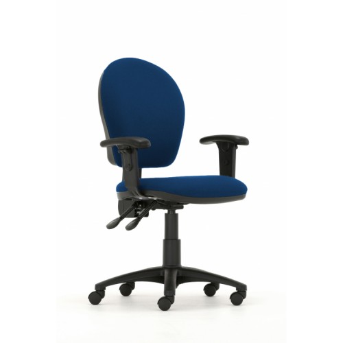 Curve High Back Operators Chair in Hobbit Blue Fabric with Height Adjustable Arms