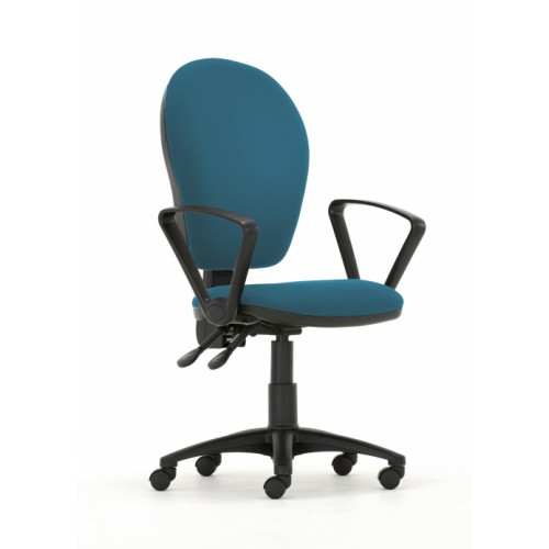 Curve Xtra High Back Operators Chair with Independent Mechanism in Peacock Blue Vita Vinyl with Fixed Arms