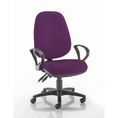 XL High Back Operators Chair in Amethyst Purple Vita Vinyl with Fixed Arms