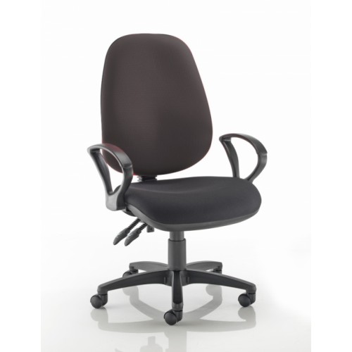 XL High Back Operators Chair in Noir Black Vita Vinyl with Fixed Arms
