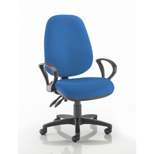 XL High Back Operators Chair in Clash Blue Vita Vinyl with Fixed Arms