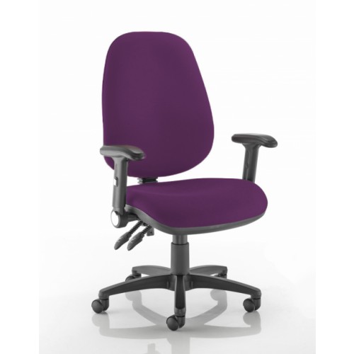 XL High Back Operators Chair in Amethyst Purple Vita Vinyl with Fold Down Arms