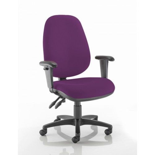 XL High Back Operators Chair in Amethyst Purple Vita Vinyl with Height Adjustable Arms