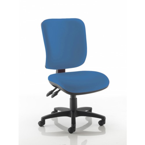 Square Back Operators Chair in Clash Blue Vita Vinyl with No Arms